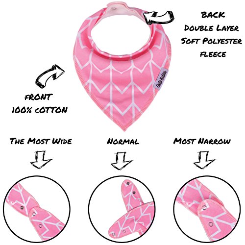 Dodo Babies Baby Bandana Drool Bib Set - 8pc Infant Bibs with 2 Pacifier Clips, Binky Case, Gift-Ready Bag - Soft Absorbent Cotton with Polyester Back - Adjustable Buttons to Fit 3-24 -Month Old Girls - Thumbnail 2