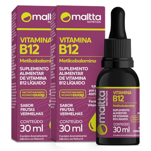 Vitamina B12 em Gotas 30ml Sabor Frutas Vemelhas Duom | Kit 2 Fra...