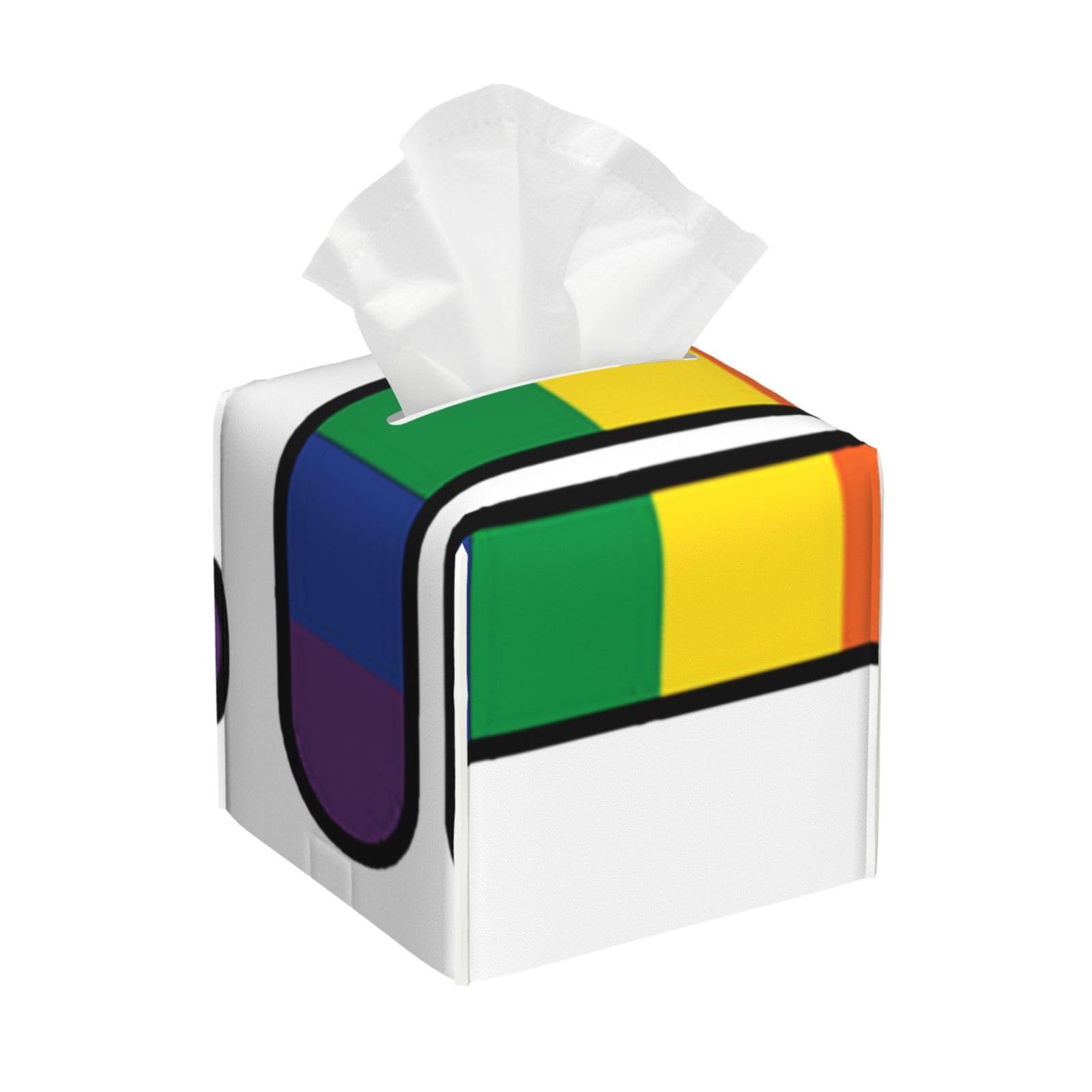 Rainbow Pride Square PVC Tissue Box Cover Modern Decorative Holder for Bathroom Vanity