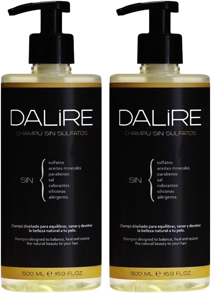 DALIRE Champú BIO Sin SULFATOS Ni Parabenos | 500ml. XL | Espuma Extra | Para CABELLOS GRASOS | EFECTO DETOX | Aumenta Volumen Cabello Fino | Sin Siliconas (Paquete de 2)