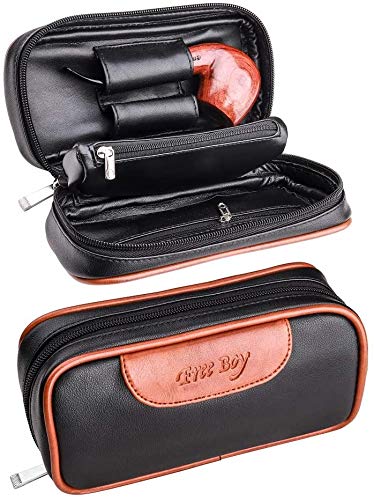 Free Boy Leather Tobacco Smoking Pipe Pouch/Bag Holder 2 Tobacco Pipes and Other Accessories