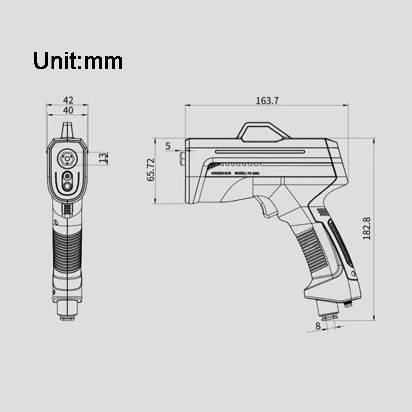 Pistolet pneumatyczny jonizujący, ręczny pistolet antystatyczny do przemysłowego usuwania statycznego i naprawy elektronicznej ze światłem do wykrywania kurzu