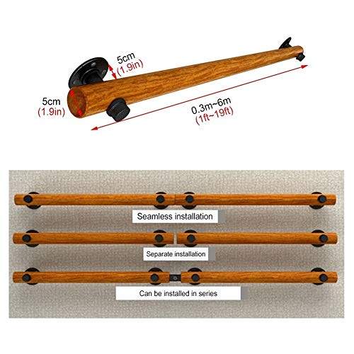 Rampe d'escalier en bois 2,4 m avec kit complet de support mural - 5