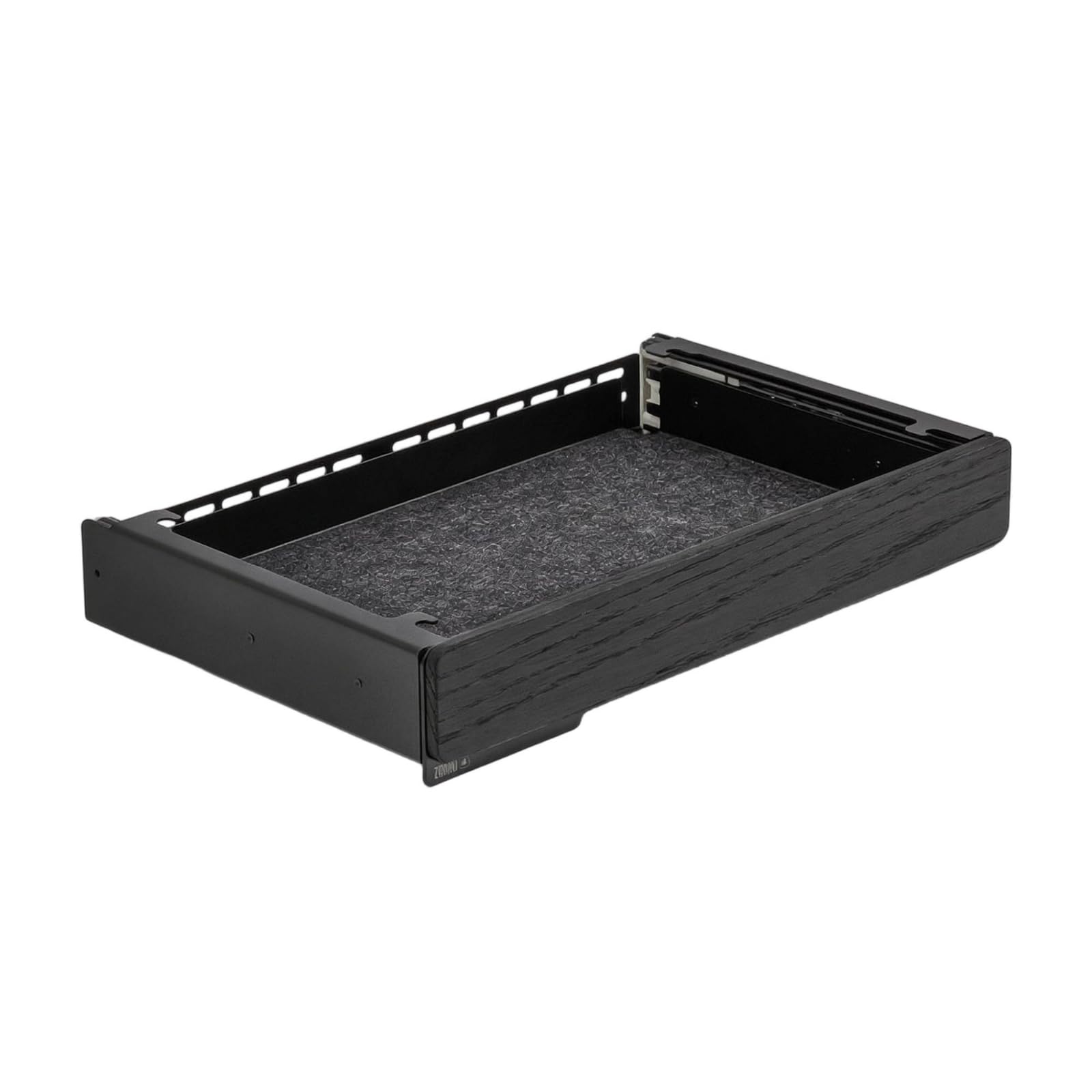 Cassetto Sottoscrivania Scorrevole Organizer Ufficio Portaoggetti Vassoio Portaaccessori in Acciaio E Rovere con Guide Fluide Interno in Feltro, Noce Nero