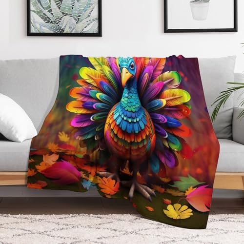 Manta de forro polar de pavo real de 150x200 cm para cama 3
