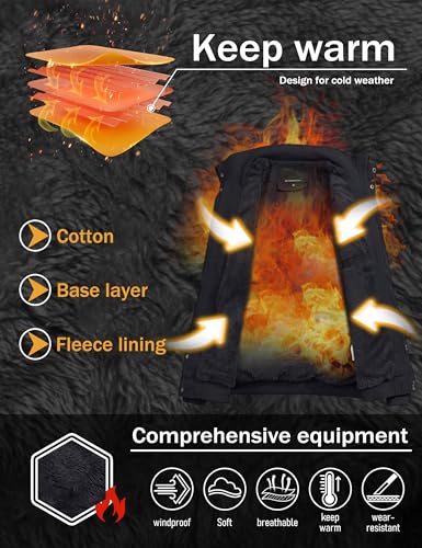 CRYSULLY Men's Winter Jacket Cargo Casual Thicken Multi Pocket Field Jackets Outwear Fleece Coat2