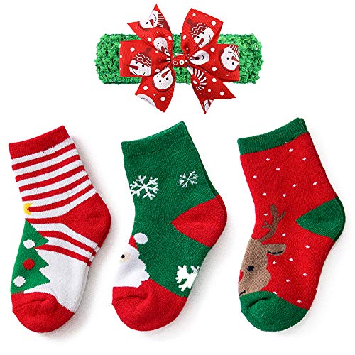Baby Toddler Christmas Socks Girls Boys Chirldren Kids Thincken Warm Christmas Sock 3 Pairs