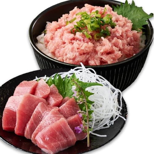 天然本まぐろ中トロ刺身と天然まぐろネギトロセット