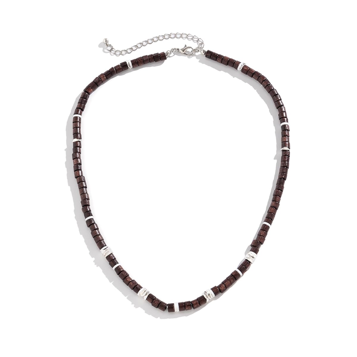 SHLWYG Collar de costura de cuentas de madera (color), collar de cuentas de madera para hombres, cadena de clavícula bohemia, collar de personalidad, collar de madera de moda