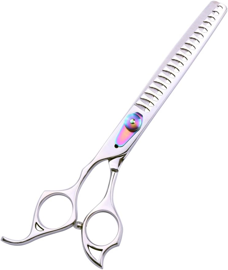 Purple Dragon 7.0" Left Handed Dog Grooming Hair Cutting Scissors&Chunker Shears with Bag - for Mancinism Pet Groomer or Family DIY…
