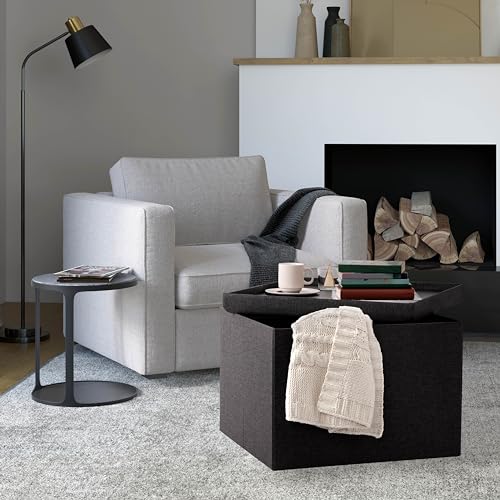 image for Seville Classics Cushioned Fabric Ottoman Hidden Storage Chest Footres