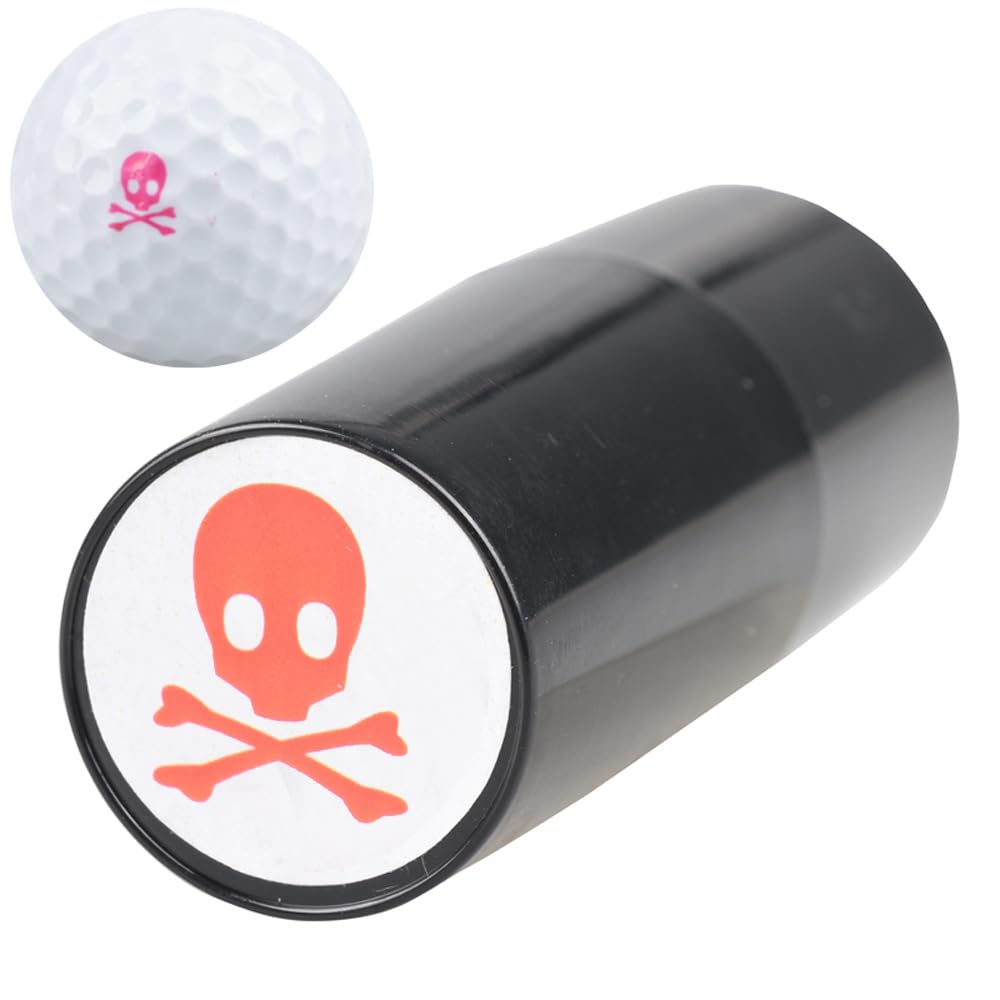 LUZBOSE Golf Ball Stamp Marker Reusable Ink Stamps for Books, Cloth Crafts, Personalize Your Golf Balls, Red Skull