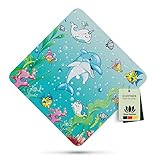 SilverRack Kinder Duschmatte rutschfest 53x53 cm (Delfin Motiv) - Antirutschmatte Dusche BPA frei für Kinder - Badematte rutschfest, maschinenwaschbar u. schimmelresistent - Bedruckte Duscheinlage