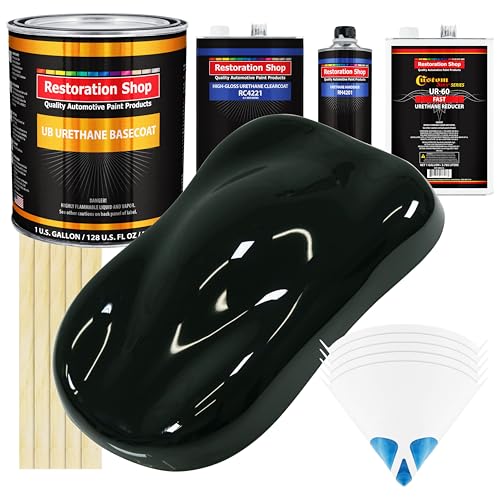 Restoration Shop - Rock Moss Green Urethane Basecoat with Clearcoat Auto Paint - Complete Fast Gallon Paint Kit - Professional High Gloss Automotive, Car, Truck Refinish Coating