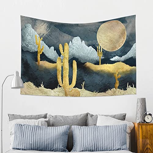 Wandteppich, Mond-Wüste, Kaktus, ästhetisch, Wandbehang, abstrakte Bergkunst, Wandteppich für Wohnheim, Schlafzimmer, Party, Heimdekoration, 101,6 x 152,4 cm Cover