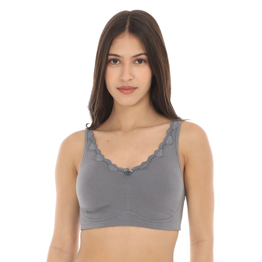 | Bra for Regular Use | Cotton Bra | No Lift, Full Coverage Support | Wire-Free & Non-Padded | Seamless Cups with Lace Detailing | Hidden Side Panels, No Center Panel | Pack of 1-image-4