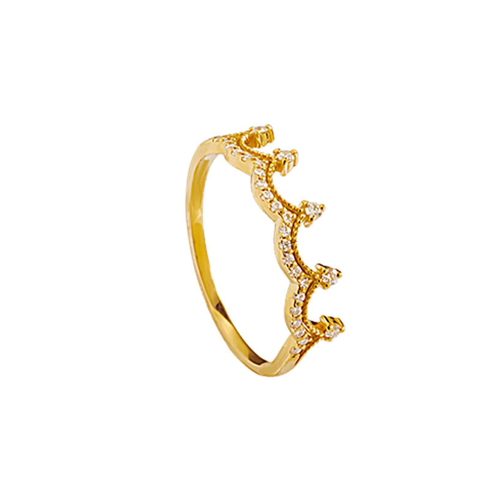 Anello Donna Oro 18K 750 Corona A Forma Di Diamante Anello Matrimonio Donna Oro