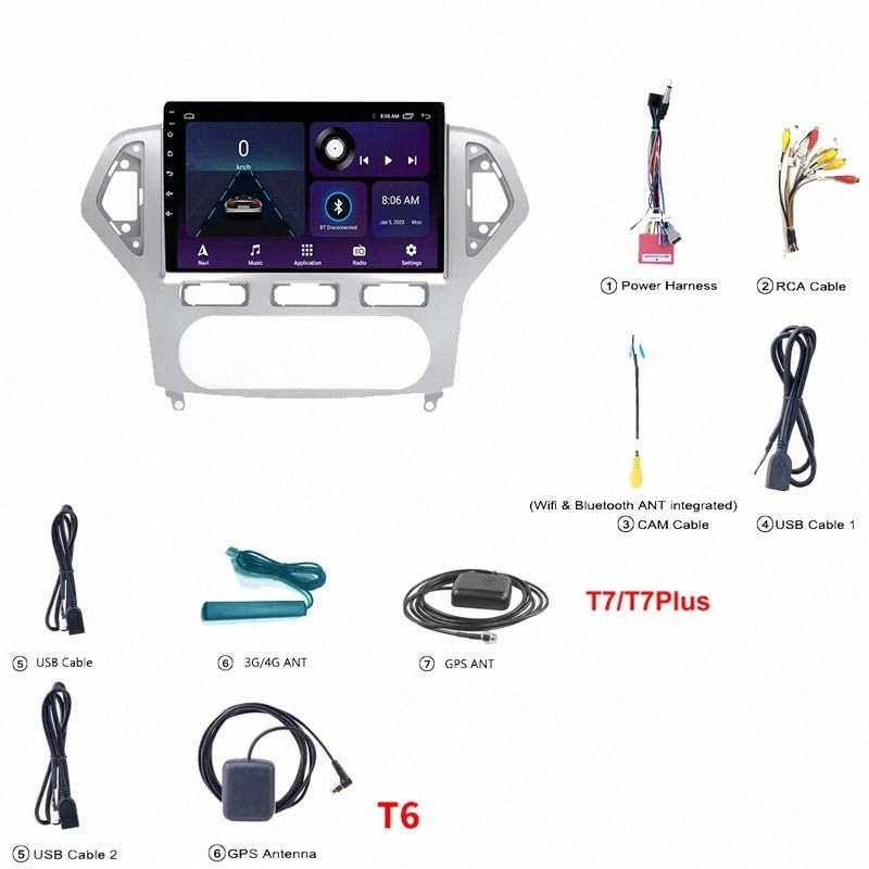 Radio de coche 2 DIN con GPS para Ford Mondeo MK4, olvida los cables 5