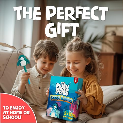 image for BUNMO Easter Gifts - Plush Pens w/Soft Grip & 10 Colorful Refills - Ea