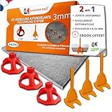 Croisillons carrelage autonivelant 3 mm | 200 clips + 100 cadrans réutilisables | 3-22 mm I Shaffer pro | compatible 20mm I système nivellement à visser | aide la pose de carreaux pour pose Sols/murs