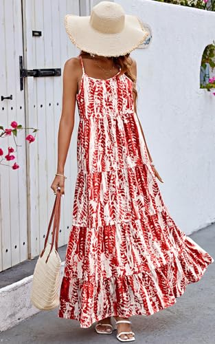 Image of PRETTYGARDEN Women Summer Dresses 2026 Spaghetti Strap Scoop Neck Floral Maxi Dress Flowy Boho Long Sundress with Pockets