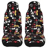 Winesensy 2pcs of Cute Cartoon Car Seat Covers Accessories Universal Car Cover Super Soft Fit for Vehicles,Suvs,Vans,Sedans
