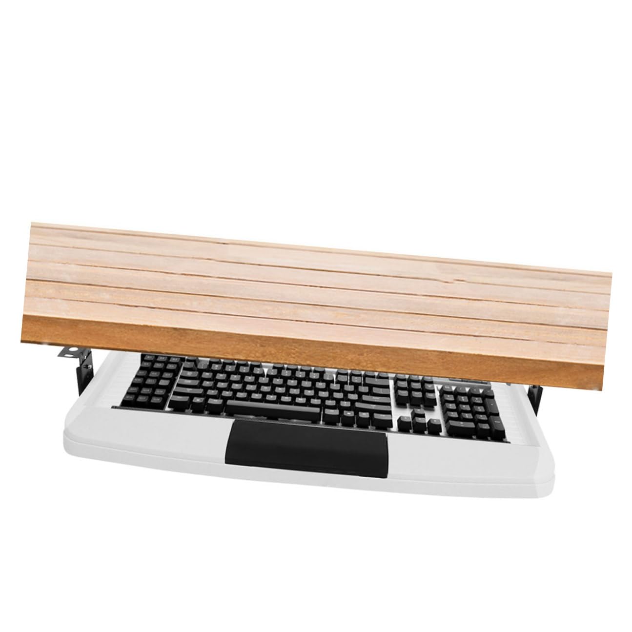 Zerodeko Bandeja para Teclado y Ratón Ajustable con Rieles Deslizantes de Alta Resistencia, Soporte Ergonómico para Escritorio de Oficina, Set 2 Piezas (Blanco y Negro) con Portalápices