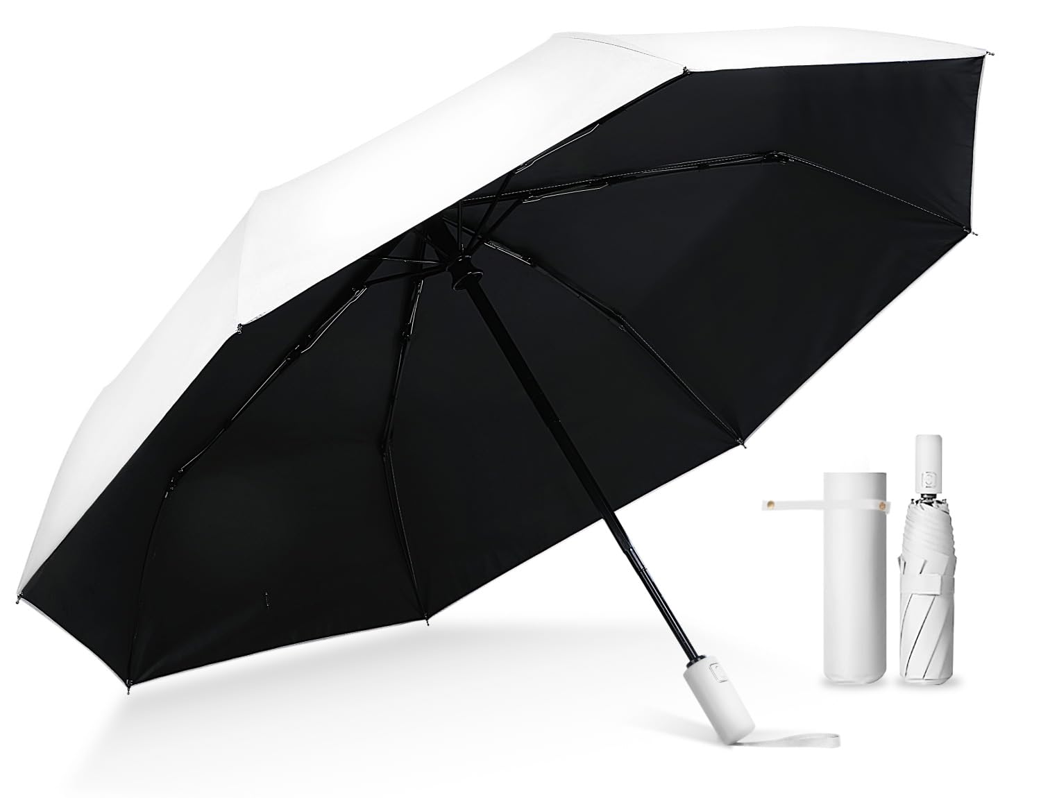 Parasol, For Sunny and Rainy Weather, 100% UV Reduction, Complete Blackout, Lightweight, 9.9 oz (280 g), Smart Safety Lock, Compact, Foldable, Heat Insulation, Portable, One-touch Automatic Open/Close