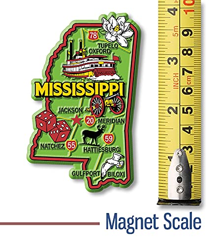 Imán decorativo de estado Mississippi 2.4 x 3.7 pulgadas miniatura 2