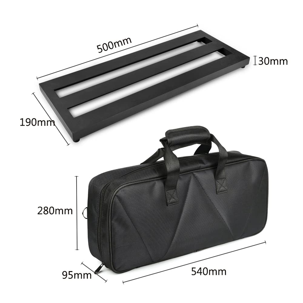 Btuty Gitarreneffekt-Pedalboard, mittelgroß, Aluminiumlegierung, 50 x 19,1 cm, mit Tragetasche
