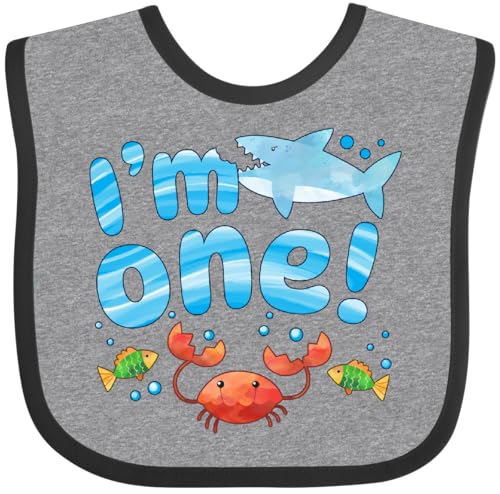 inktastic I'm 1 First Birthday Shark and Crab Baby Bib