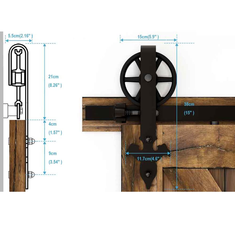 Schuurdeur Hardware Kit 6FT/6.6FT Schuurschuifdeur