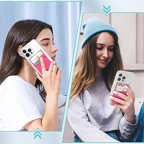 Image of SHANSHUI Phone Wallet Stick on, Card Holder for Back of Phone Double Silicone Credit Business Card Sleeve Pocket Compatible with iPhone, Samsung Galaxy and Every Smartphones (MultiColors-5pcs)