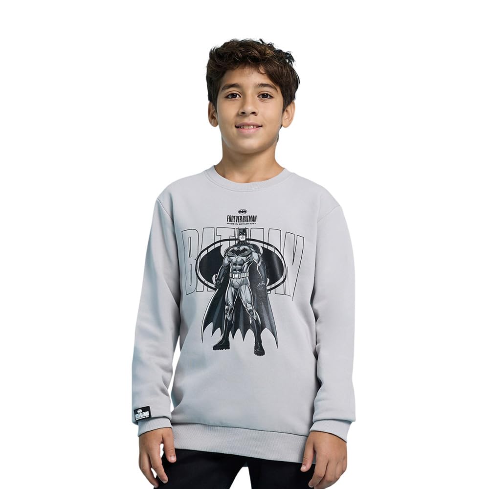 Boy's 525-1088WTB01-1 Batman Printed Sweatshirt with Crew Neck and Long Sleeves