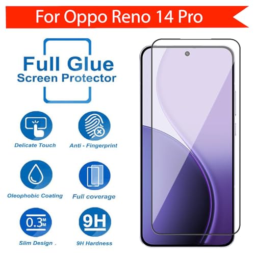 Image of POPIO Military-Grade Gorilla Tempered Glass for Oppo Reno 14 Pro | 9H Hardness, Edge-to-Edge, Bubble-Free