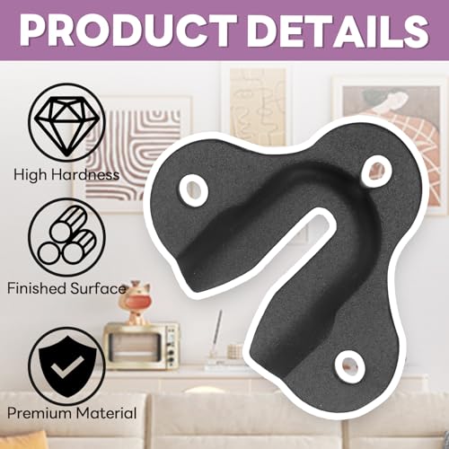 Image of Murtenze 20PCS Matte Black Keyhole Hangers Buckle Type Picture Hanger, Single Keyhole Hanging Plate Mirror Picture Frame Hangers Kit for Wall Mounting Coat Rack, Mug, Wooden Board