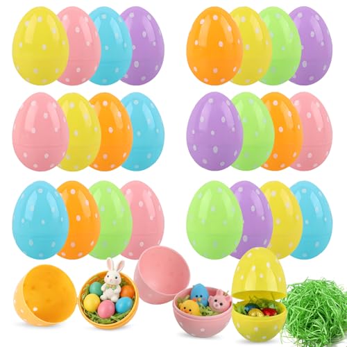 Œufs de Pâques à Remplir à Poser, SilverChry Œufs en Plastique à Peindre, DIY Divisibles avec 50 g de Papier Déchiqueté, pour Surprises et Petits...