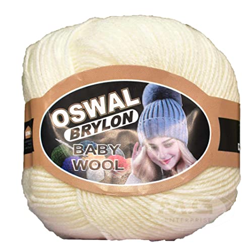 Image of OSWAL 100% Acrylic Wool Cream 4 GMS Wool 4 ply Wool Ball Hand Knitting Wool /Art Craft Soft Fingering Crochet Hook Yarn- Art-AEBE