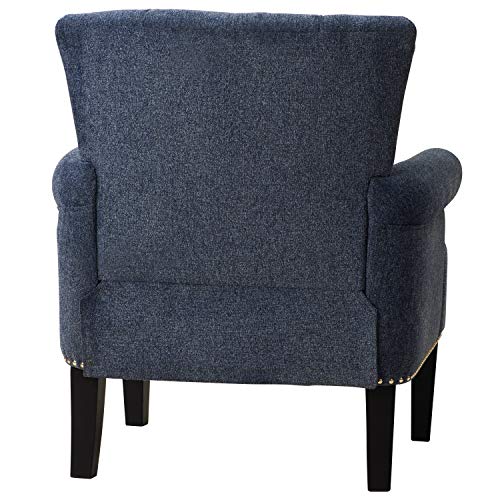 Merax Navy Modern Rivet Upholstered Accent Armchair Fabric Chair For Bedroom Living Room, Set Of 1 #TOP5
