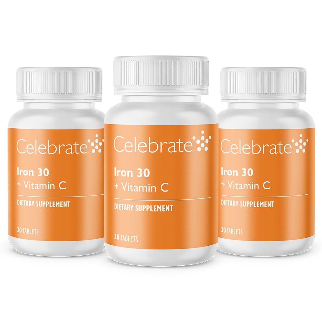 Celebrate Vitamins Iron Supplement with Vitamin C - 30mg Iron, 60mg Vitamin C, Bariatric Vitamins for WLS Patients, Vertical Sleeve & Gastric Bypass Surgery – 90 Capsules
