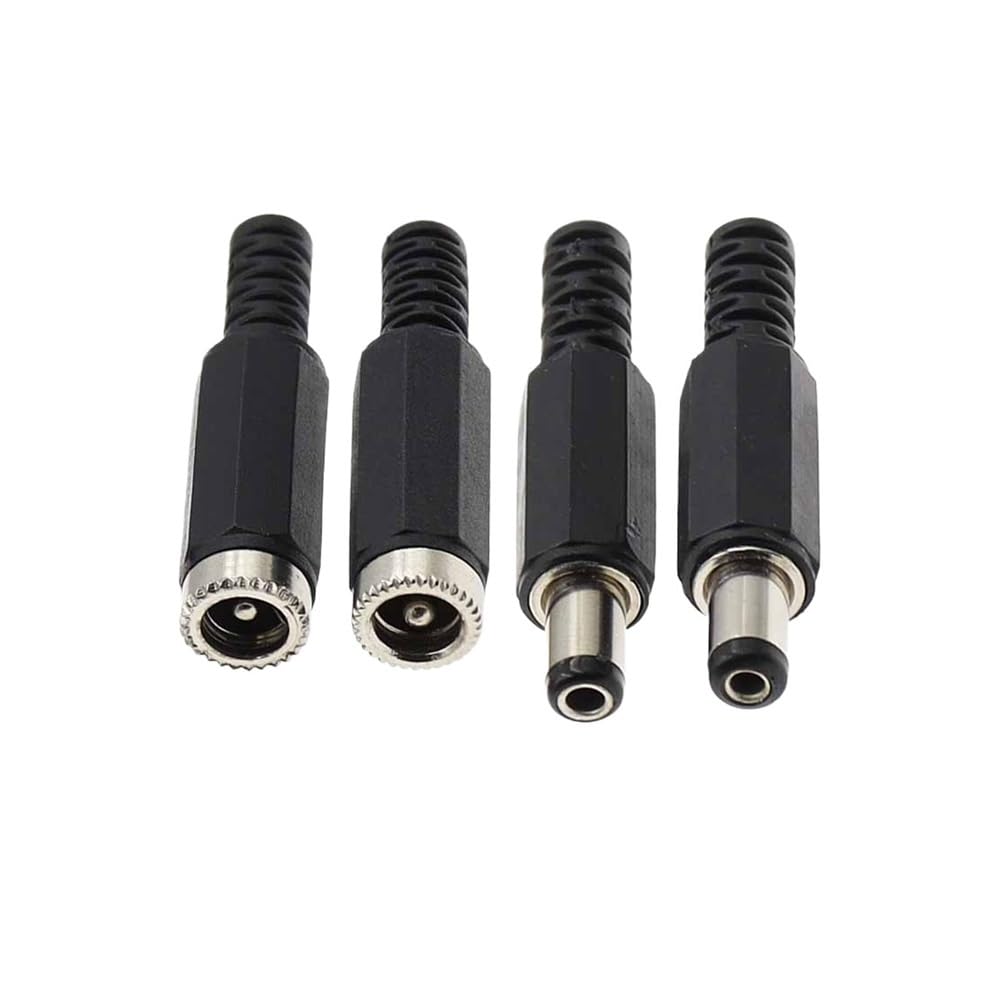 TSIOHKBS 10PCS 24V 12V 3A Male Plugs + Female Socket Panel Jack 5.5x2.1mm DC Power Connector Electrical Supplies 5.5 * 2.5 (5Set Male-Female,5.5X2.1MM)