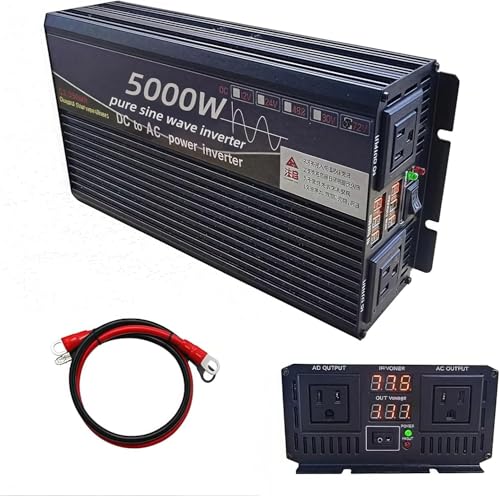 Image of 5000 Watt Power Inverter 12V DC to 220V AC Converter, RV Inverter, LED Display with 2 AC Outlets Dual Fans Radiating, for RV, Camp and Home, Electric Tool Pure Sine Wave Inverter (220V, 5000W 12V)