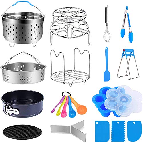 18 Pcs Accessories for Instant Pot 568 Qt Pressure Cooker Accessories Set Steamer Basket Kitchen Tong Plate Gripper Egg Beater Springform Pan