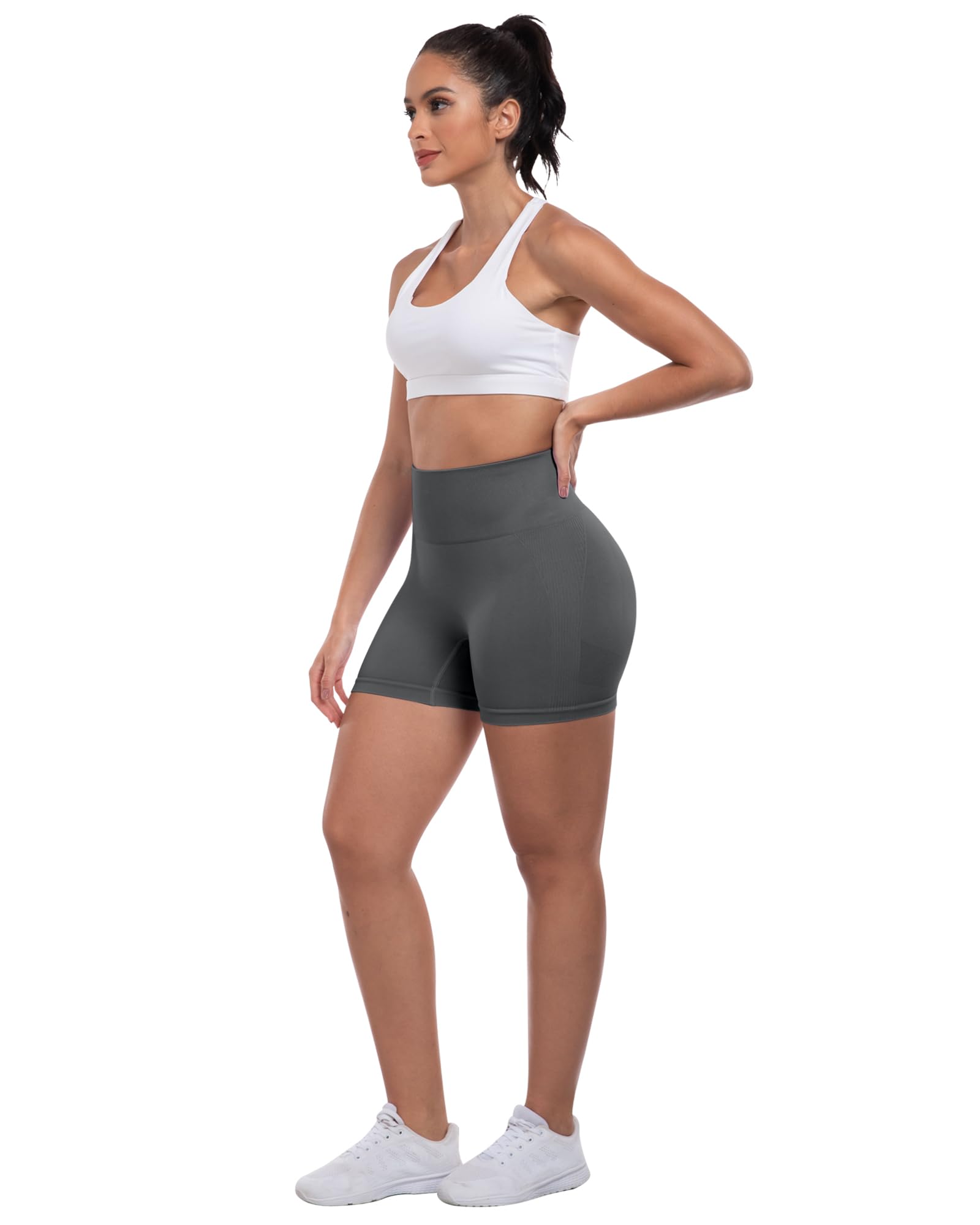ATHVOTAR Short d'entraînement pour femme : short de sport taille haute sans couture pour le sport, la course à pied