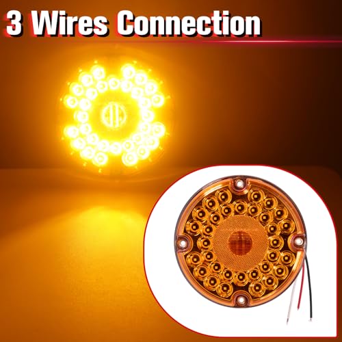 Image of 2PCS 7 inch 36 LED Round Trailer Tail Lights (Amber)