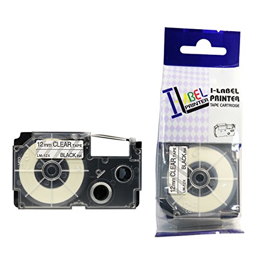 LM Tapes - Casio KL-2000 12mm Black on Clear Compatible Label Tape for Casio KL2000 EZ Label Printer