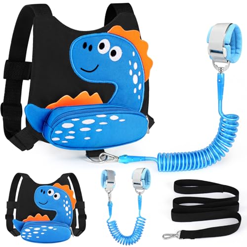 Image of Accmor Toddler Harness Leash with Anti Lost Wrist Link, Cute Dinosaur Kids Harnesses Children Leashes, Baby Walking Harness Keep Child Close Wristband Strap for Boys Travel