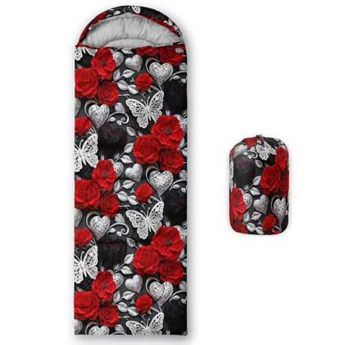 Image of QOOMO Ball Flower Camping Sleeping Bags,3 Season Warm & Cool Weather,Lightweight,Waterproof Sleeping Bags for Adults & Kids,Traveling,and Outdoors,Camping Gear Equipment
