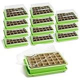 com-four® 12x Zimmergewächshaus zum Anzüchten von Pflanzen, Anzuchtset für 288 Pflanzen, Pflanzkasten für die Wohnung, 27 x 19 x 11 cm (12 Stück - Zimmergewächshaus)