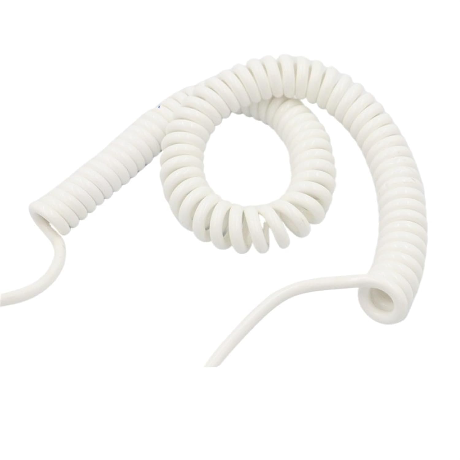 Federspiralkabel, 6-adrig, 24 AWG, Spiral-Teleskopdraht, 0,2 mm², weiß, dehnbar, 3 m, 9, 14, 15, Federkabel (5 m dehnbar)